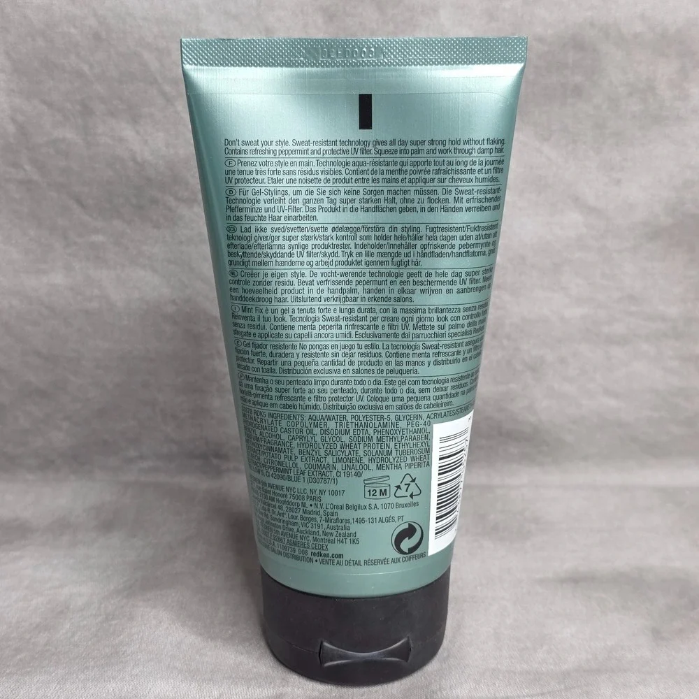 REDKEN Sweat-Resist Gel‎ Mint Fix for Men - Max Hold - 5 fl oz